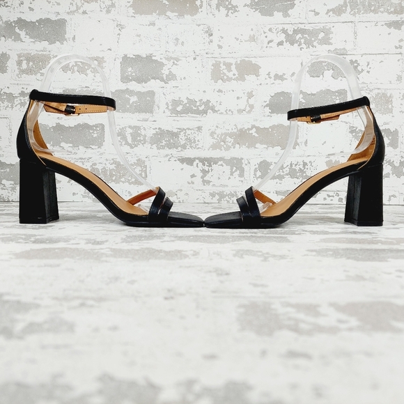 NEW Nordstrom Ellie Double Strap Heeled Sandals In Black I178 - Picture 7 of 14